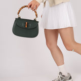 Gucci Forest Green Bamboo Turnlock Mini Top Handle - FashioNica