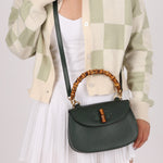 Gucci Forest Green Bamboo Turnlock Mini Top Handle - FashioNica