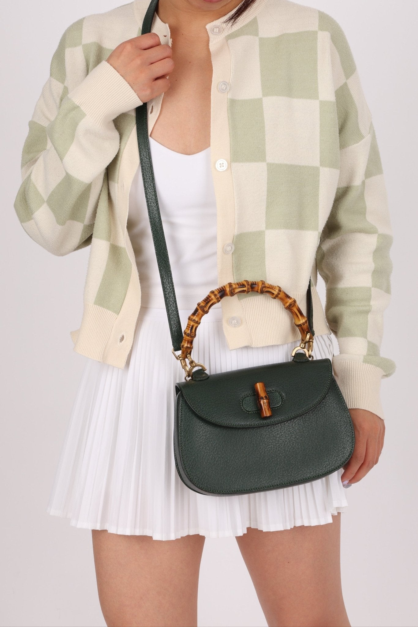 Gucci Forest Green Bamboo Turnlock Mini Top Handle - FashioNica