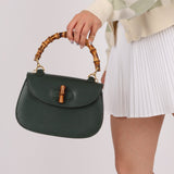Gucci Forest Green Bamboo Turnlock Mini Top Handle - FashioNica