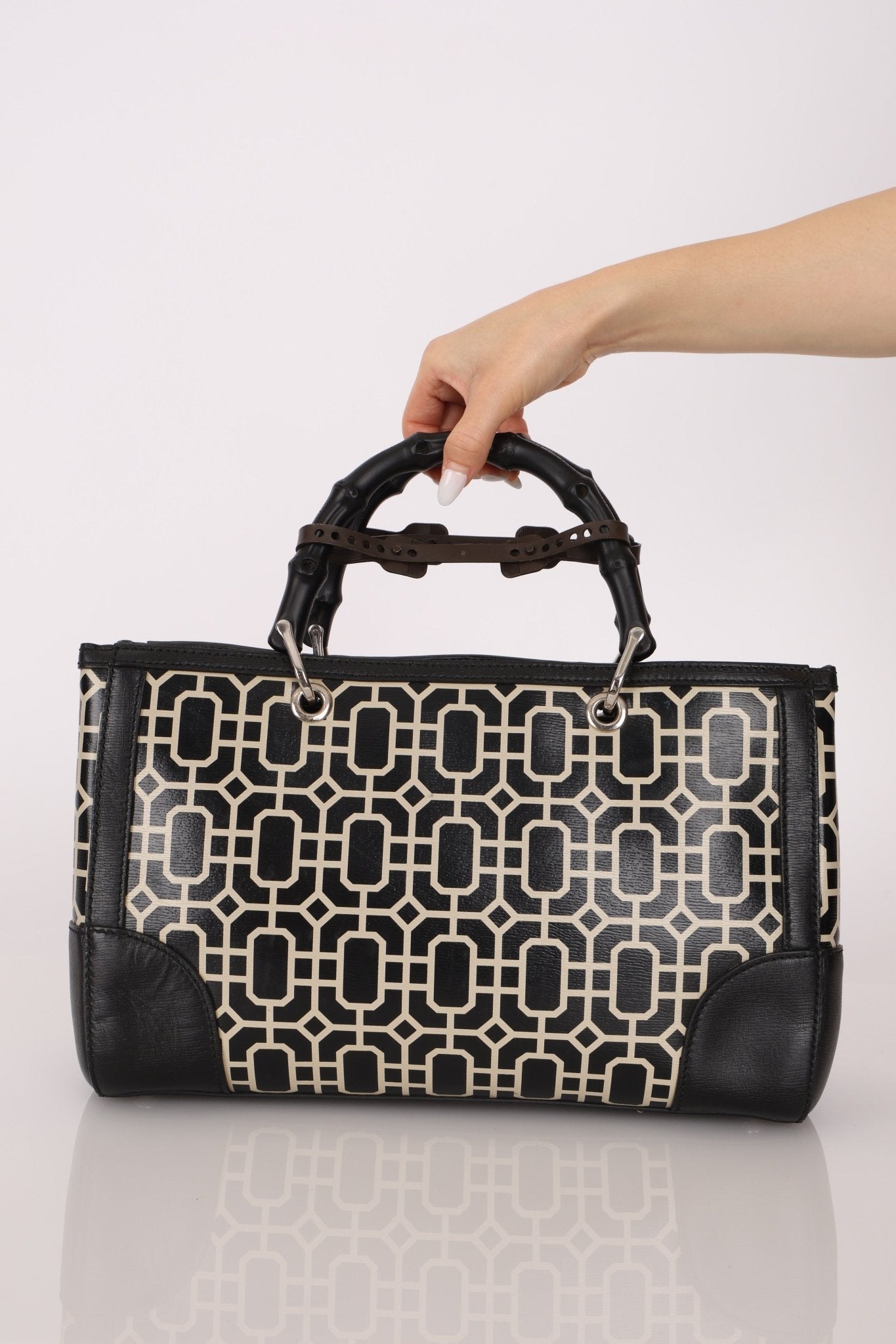Gucci Geometric Bamboo Top Handle Bag - FashioNica