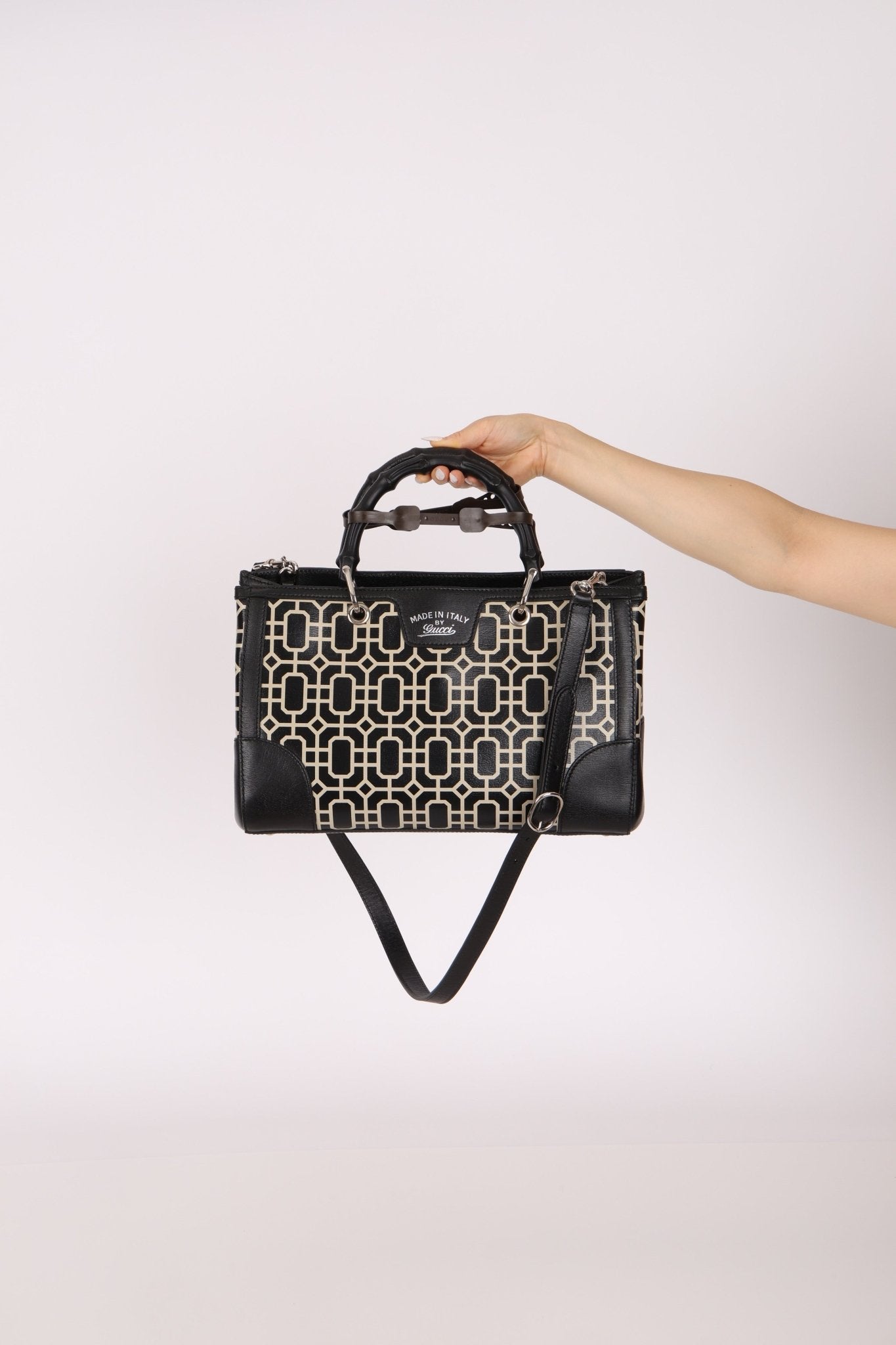 Gucci Geometric Bamboo Top Handle Bag - FashioNica