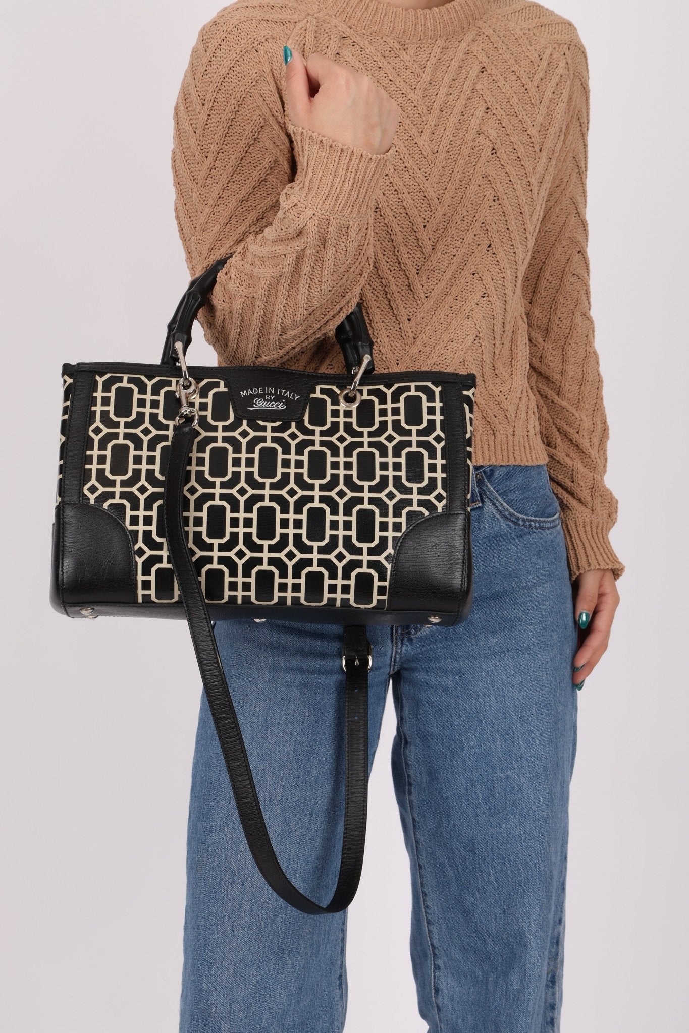 Gucci Geometric Bamboo Top Handle Bag - FashioNica