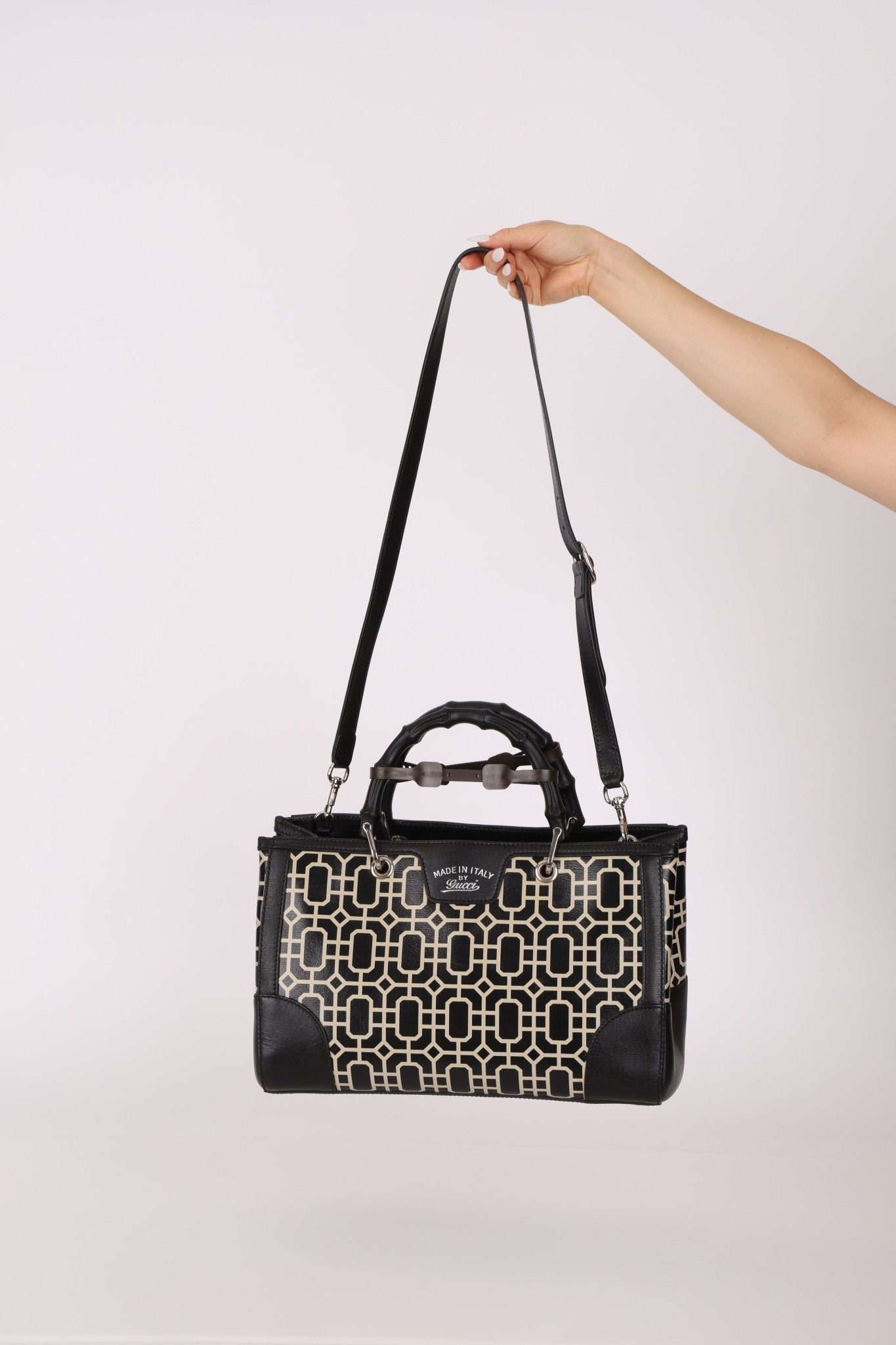 Gucci Geometric Bamboo Top Handle Bag - FashioNica