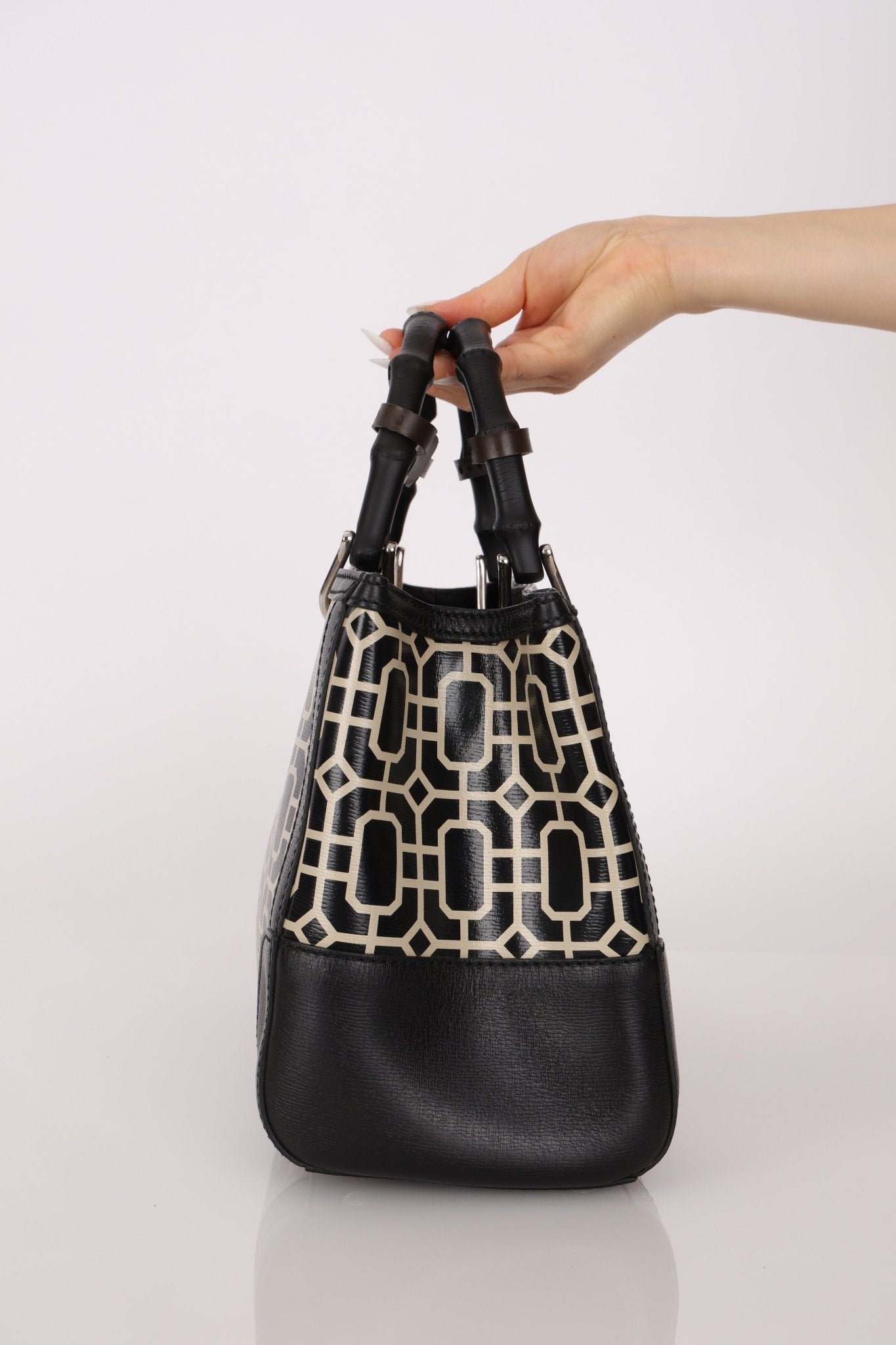 Gucci Geometric Bamboo Top Handle Bag - FashioNica