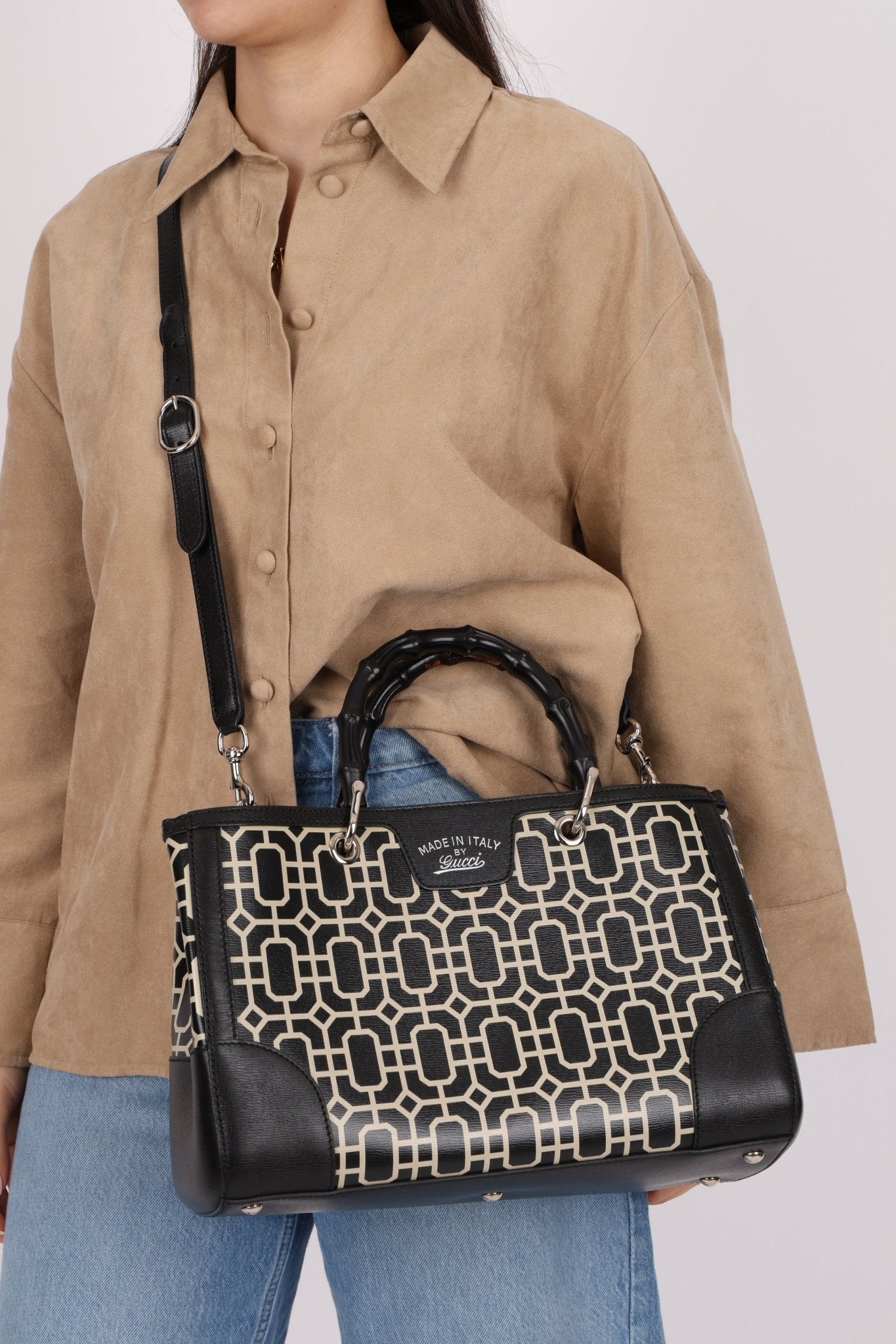 Gucci Geometric Bamboo Tote Bag - FashioNica