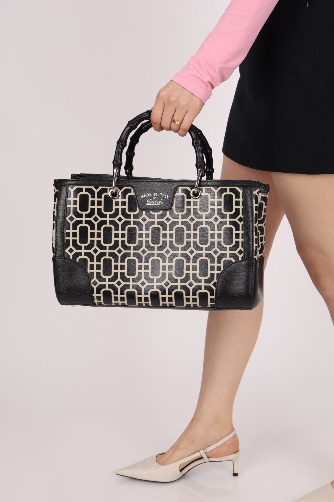 Gucci Geometric Bamboo Tote Bag - FashioNica