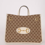 Gucci GG Canvas & Calfskin Medium Horsebit 1955 Chain Tote - FashioNica
