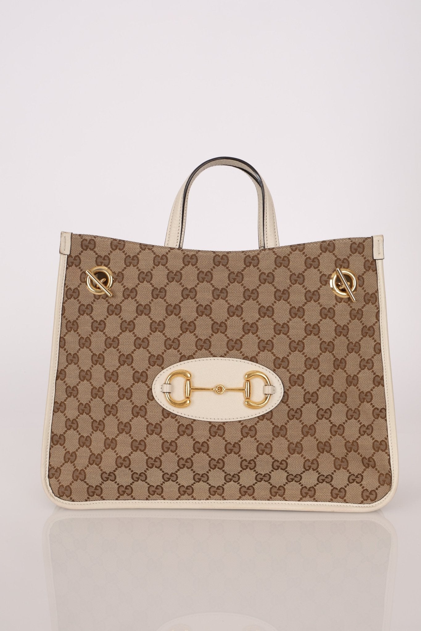 Gucci GG Canvas & Calfskin Medium Horsebit 1955 Chain Tote - FashioNica