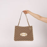 Gucci GG Canvas & Calfskin Medium Horsebit 1955 Chain Tote - FashioNica