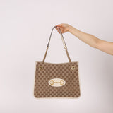 Gucci GG Canvas & Calfskin Medium Horsebit 1955 Chain Tote - FashioNica