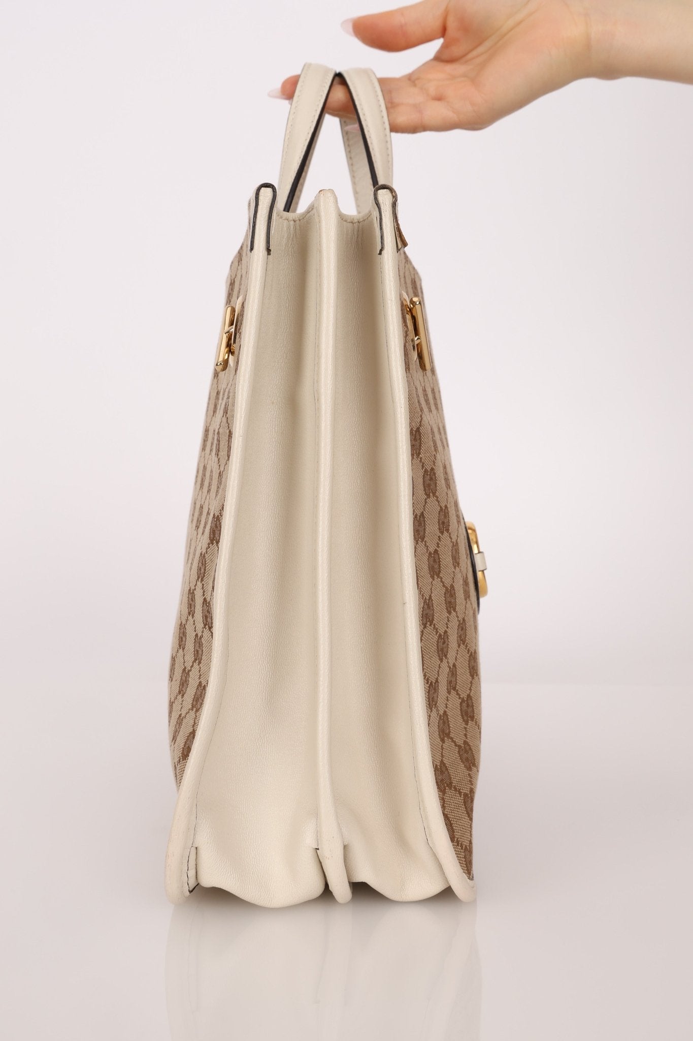 Gucci GG Canvas & Calfskin Medium Horsebit 1955 Chain Tote - FashioNica