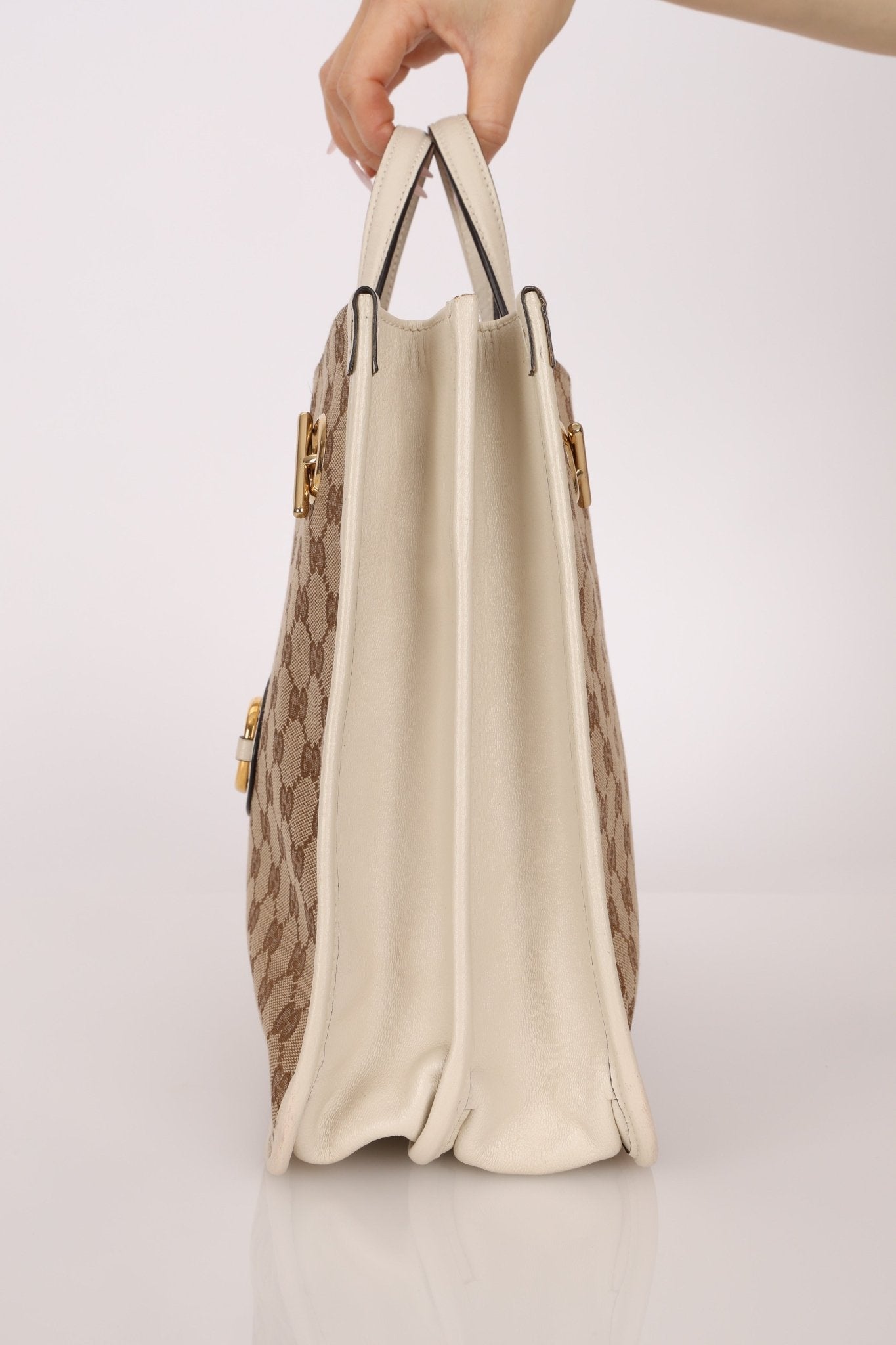 Gucci GG Canvas & Calfskin Medium Horsebit 1955 Chain Tote - FashioNica
