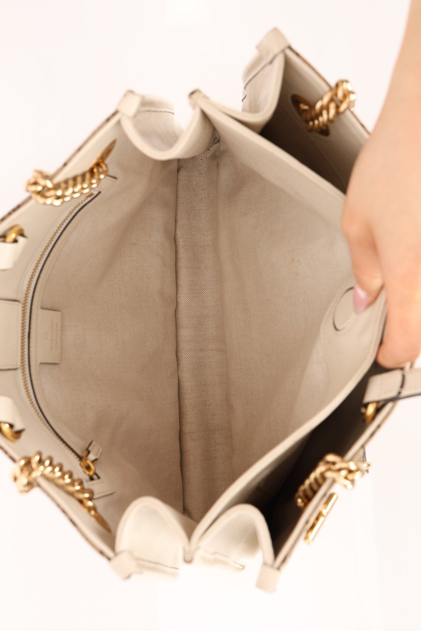 Gucci GG Canvas & Calfskin Medium Horsebit 1955 Chain Tote - FashioNica