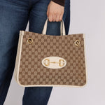 Gucci GG Canvas & Calfskin Medium Horsebit 1955 Chain Tote - FashioNica