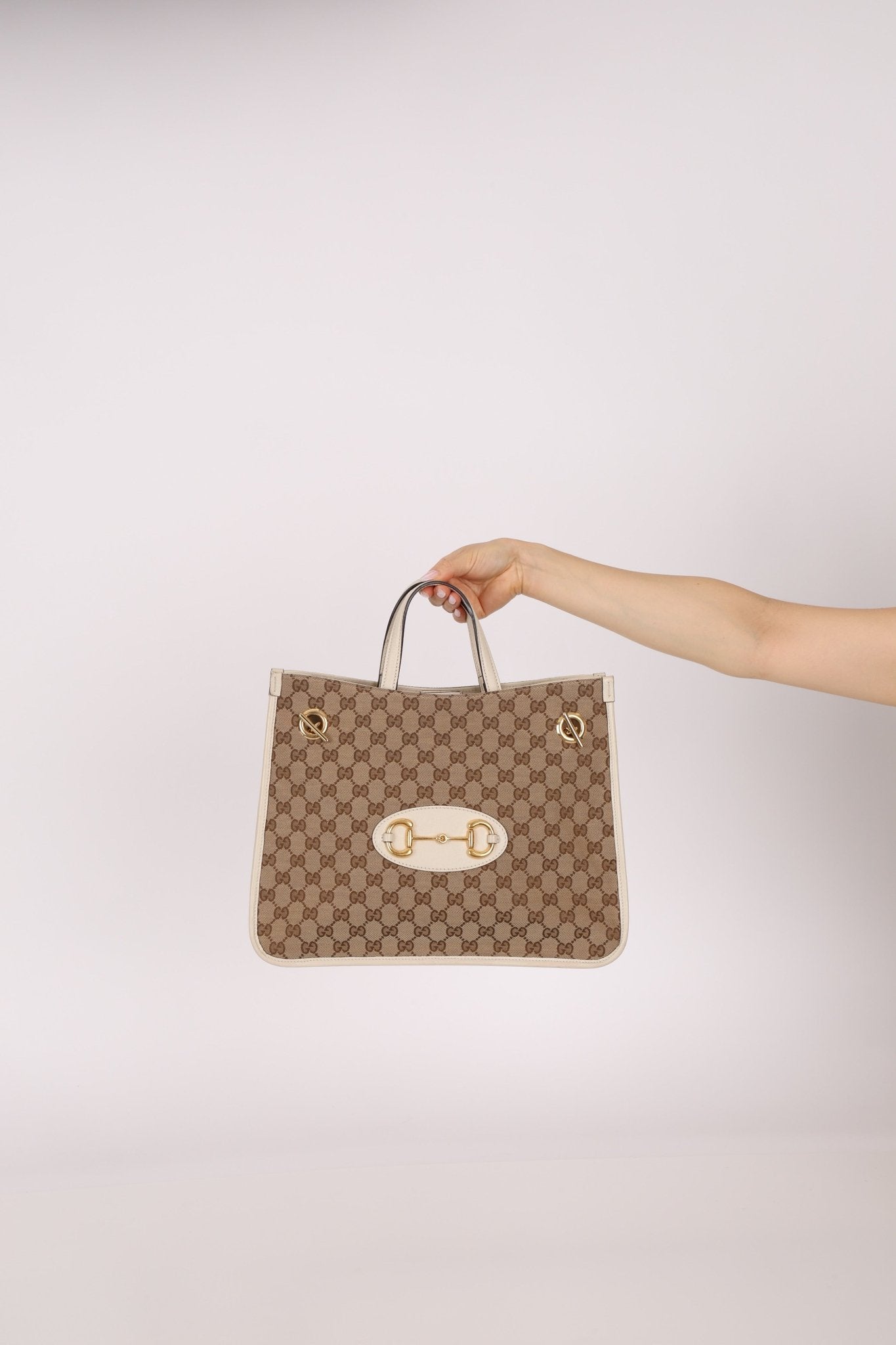 Gucci GG Canvas & Calfskin Medium Horsebit 1955 Chain Tote - FashioNica