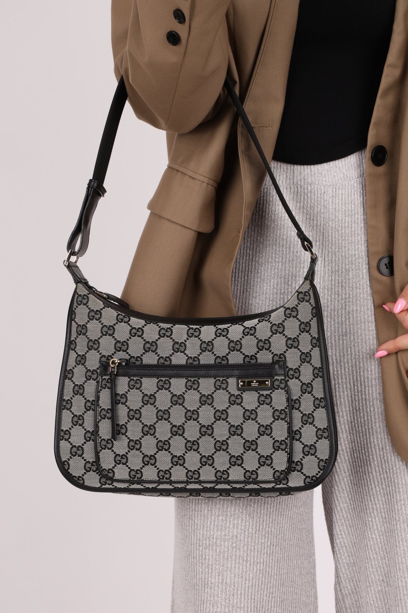 Gucci GG Canvas Front Pocket Shoulder Bag - FashioNica