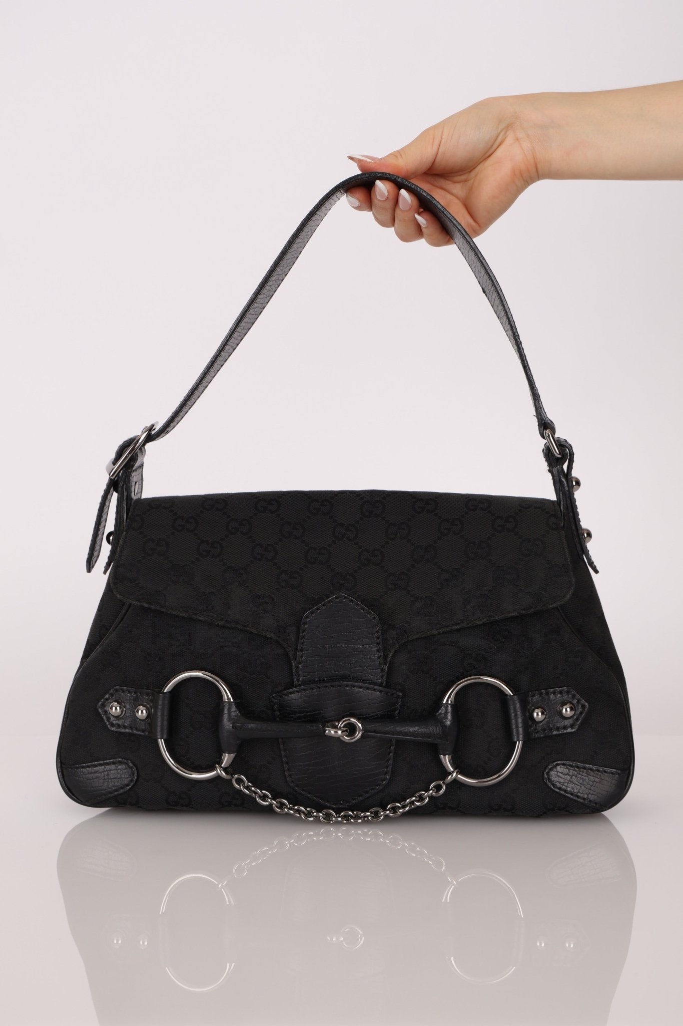 Gucci GG Canvas Horsebit Shoulder Bag - FashioNica