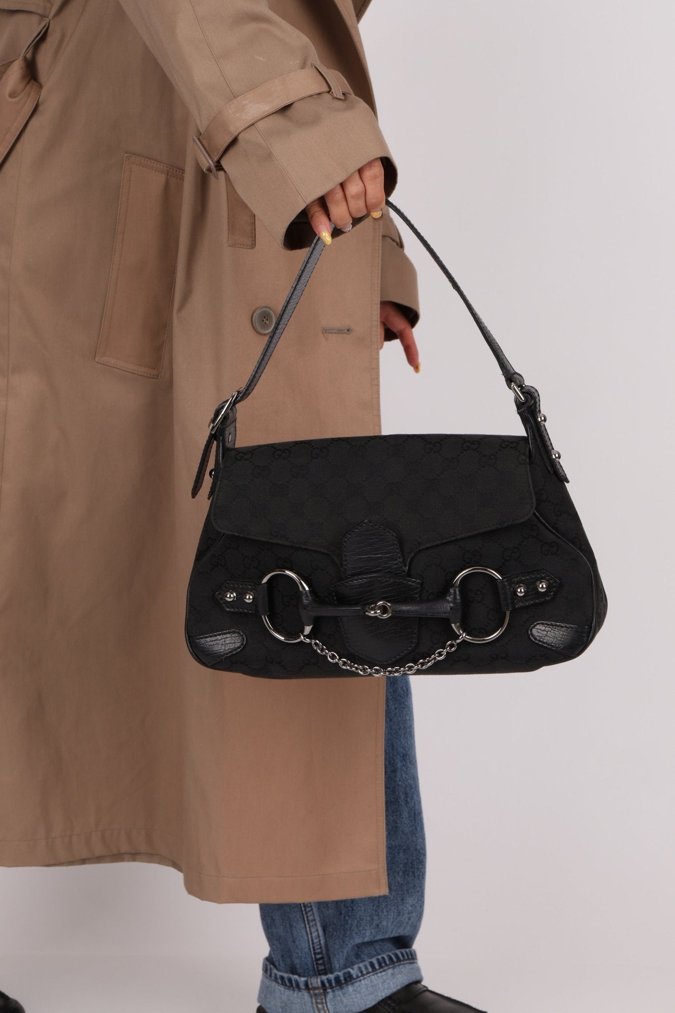 Gucci GG Canvas Horsebit Shoulder Bag - FashioNica
