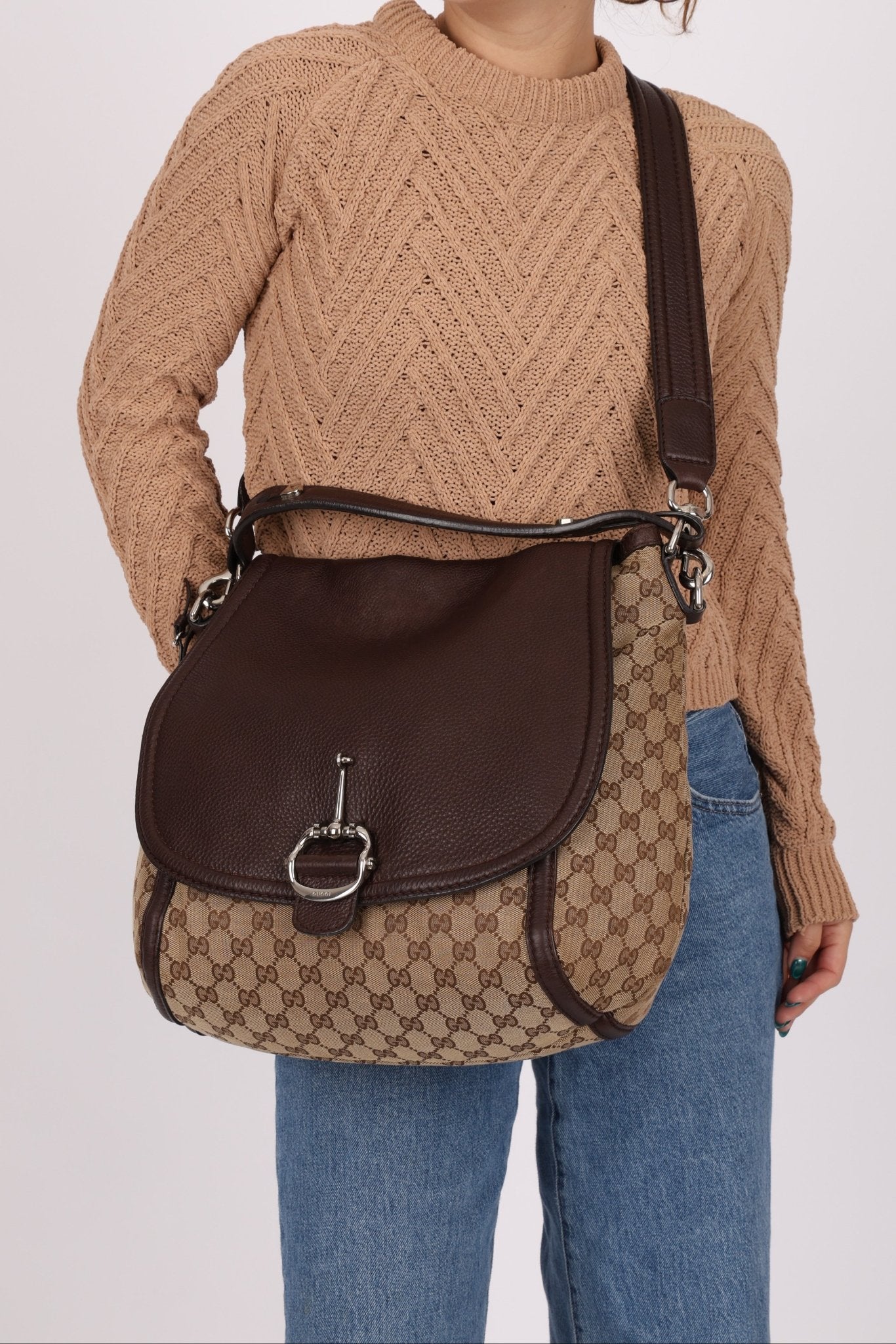 Gucci GG Canvas Techno Horsebit Crossbody Bag - FashioNica
