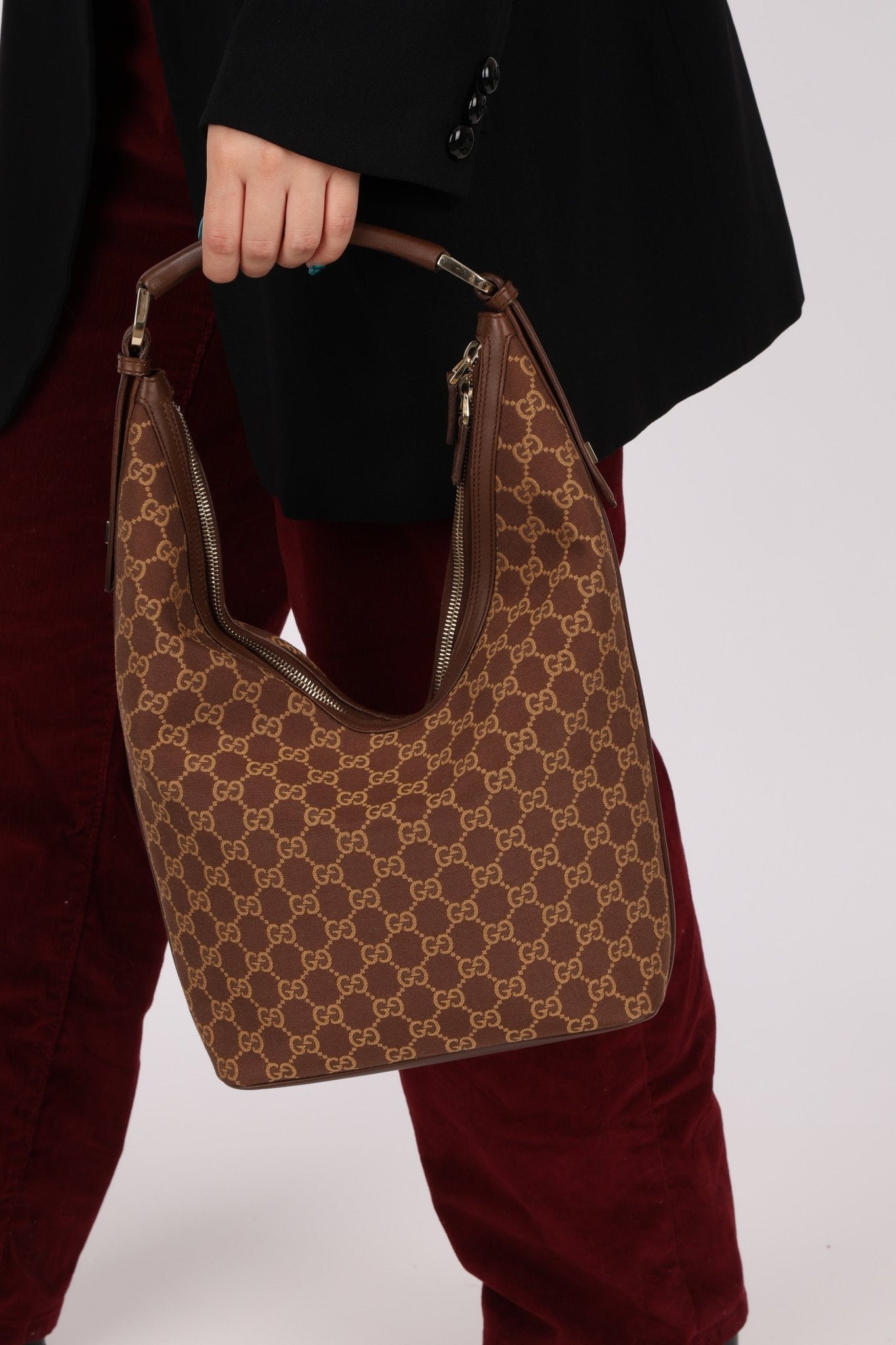 Gucci GG Canvas Zip Hobo - FashioNica