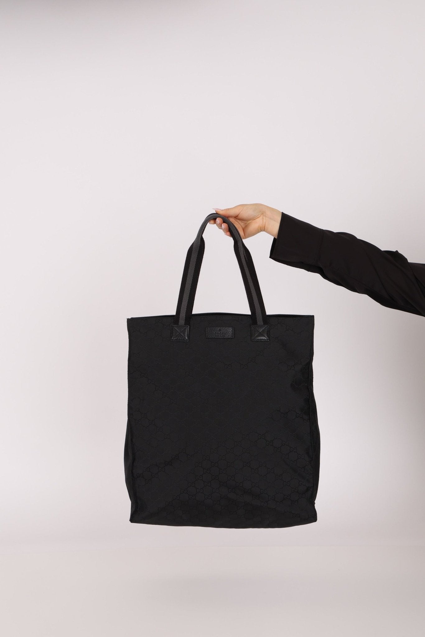 Gucci GG Nylon Shadow Web Shopping Tote - FashioNica