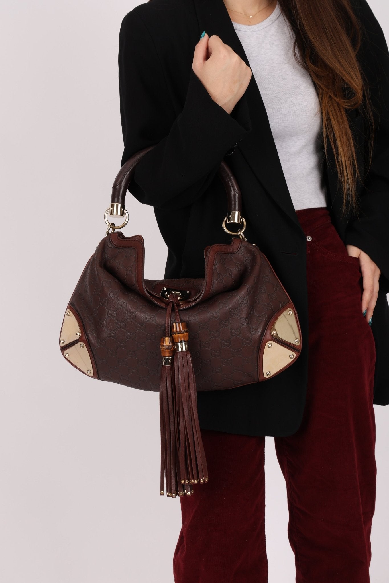 Gucci GG Signature Medium Babouska Indy Hobo - FashioNica