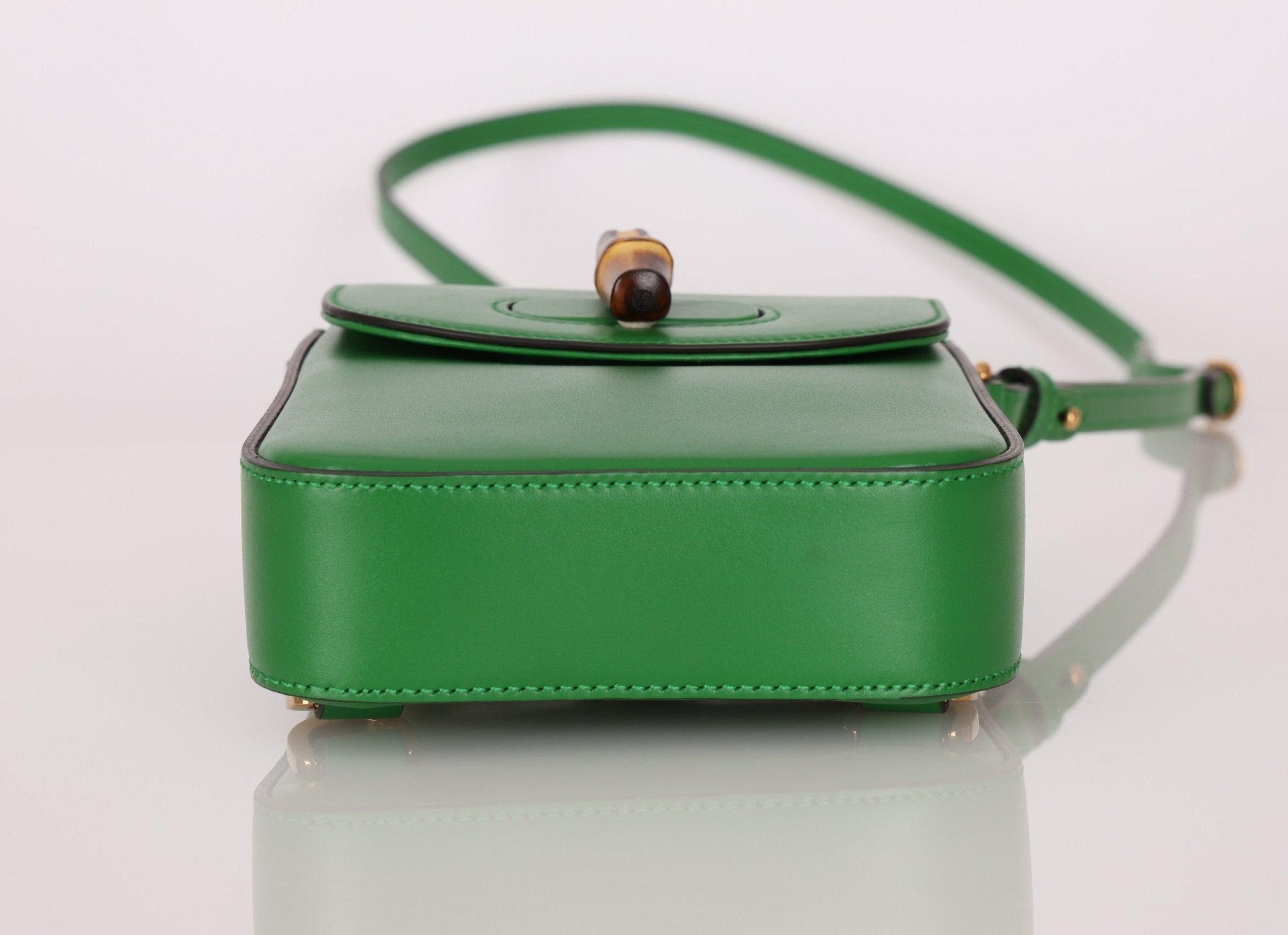 Gucci Green Bamboo Turnlock Vertical Top Handle 3 Way Bag - FashioNica