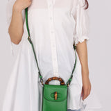 Gucci Green Bamboo Turnlock Vertical Top Handle 3 Way Bag - FashioNica