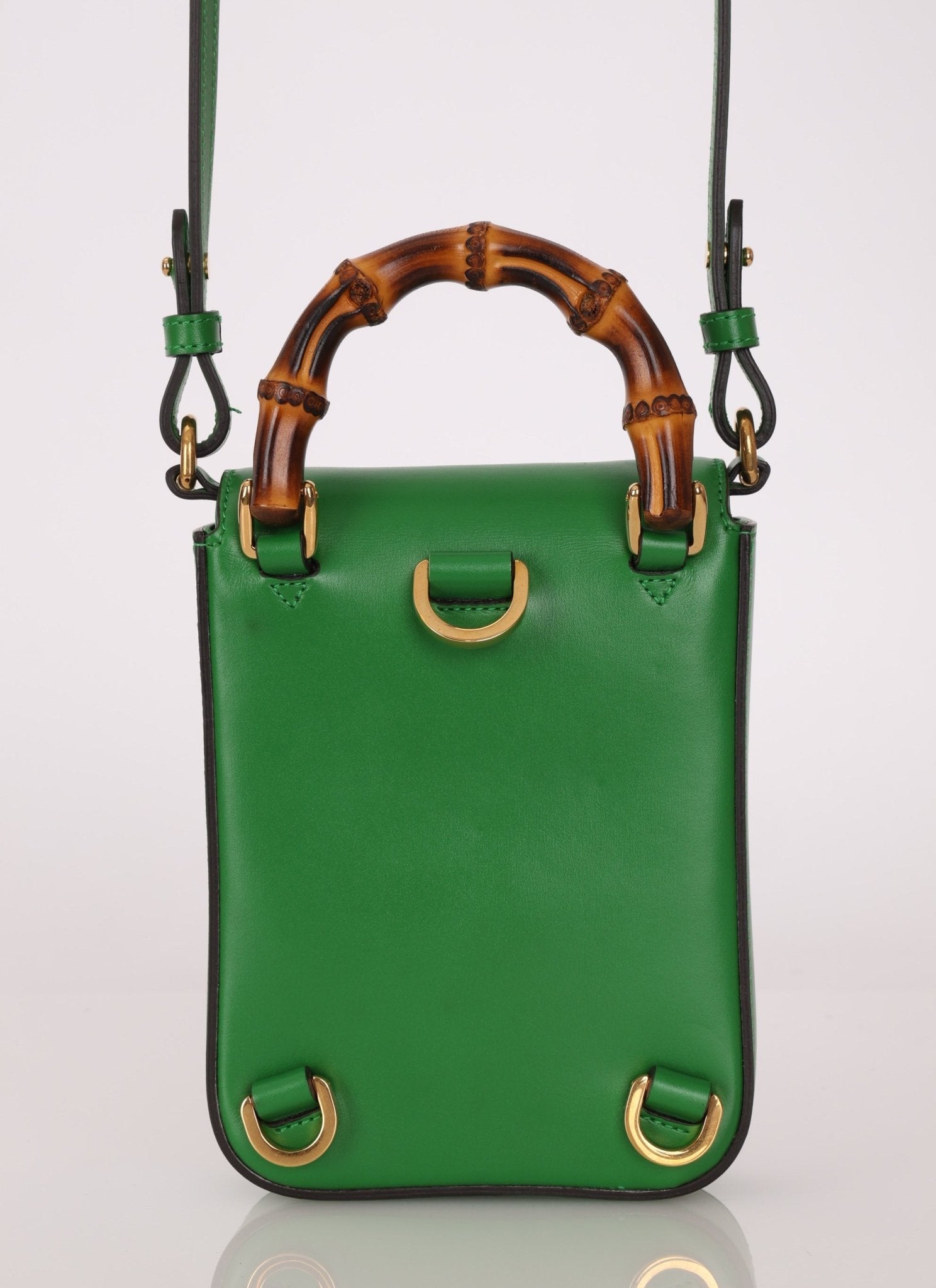 Gucci Green Bamboo Turnlock Vertical Top Handle 3 Way Bag - FashioNica