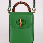 Gucci Green Bamboo Turnlock Vertical Top Handle 3 Way Bag - FashioNica
