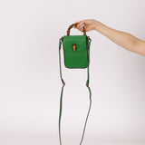 Gucci Green Bamboo Turnlock Vertical Top Handle 3 Way Bag - FashioNica