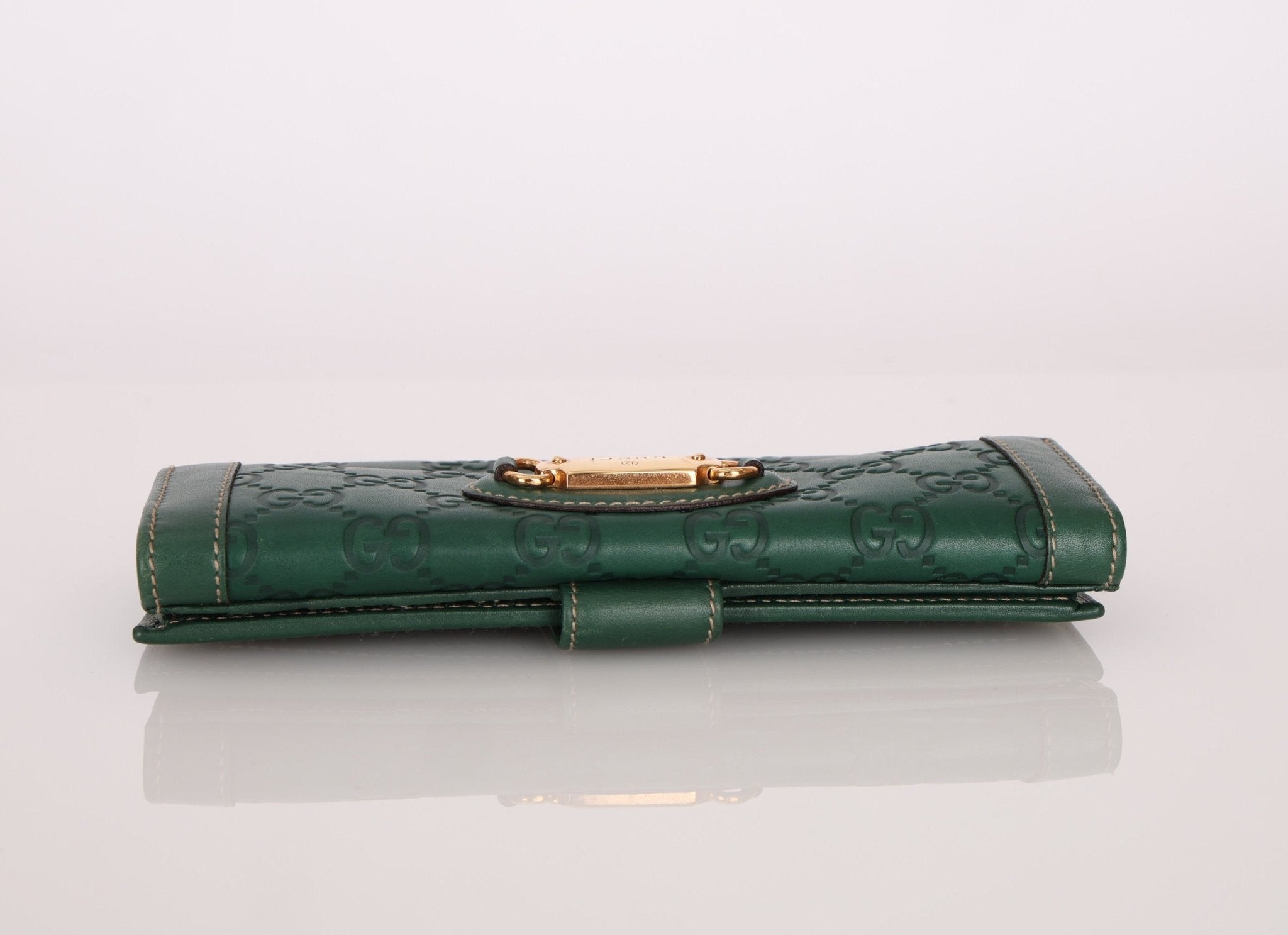 Gucci Green Leather Guccissima Long Wallet - FashioNica