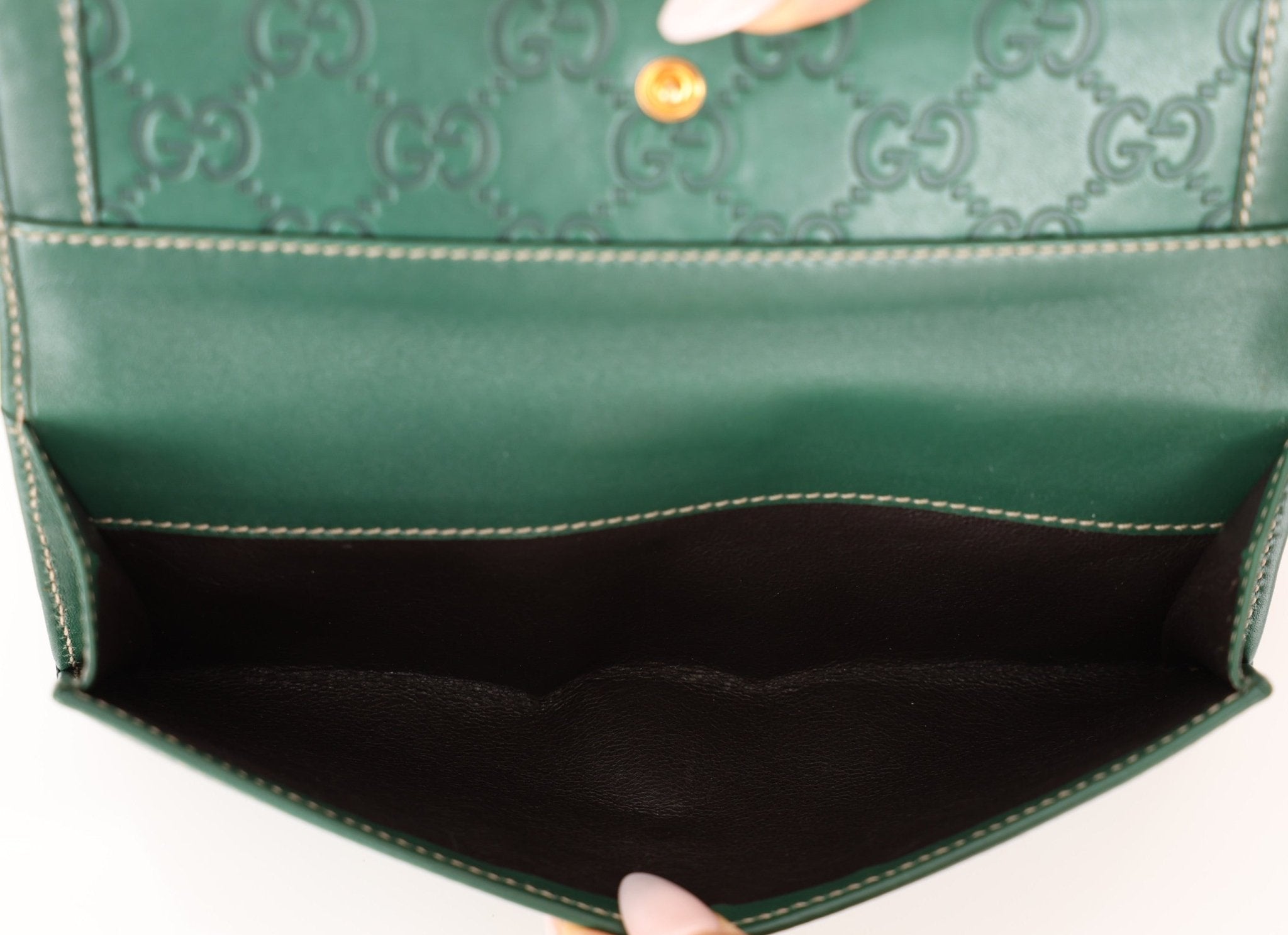 Gucci Green Leather Guccissima Long Wallet - FashioNica