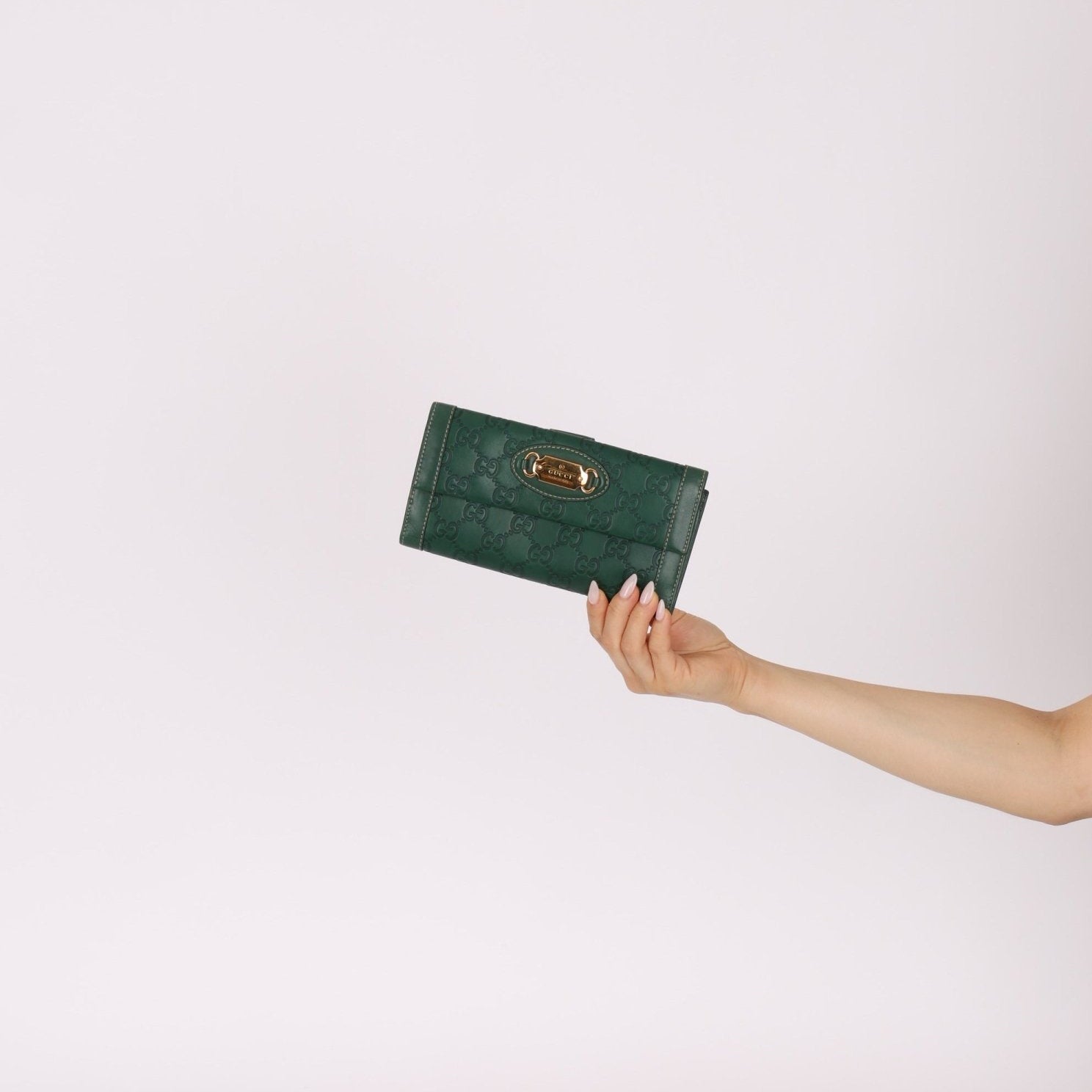Gucci Green Leather Guccissima Long Wallet - FashioNica