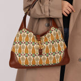 Gucci Large Pineapple Canvas Jackie Bouvier Hobo - FashioNica