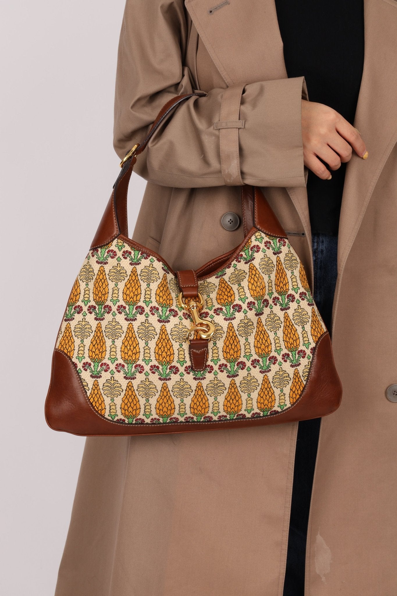 Gucci Large Pineapple Canvas Jackie Bouvier Hobo - FashioNica
