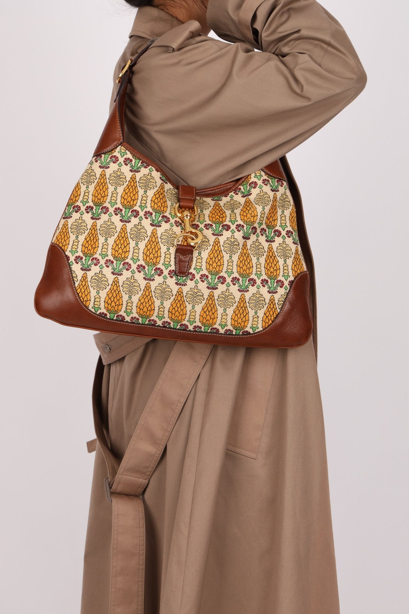 Gucci Large Pineapple Canvas Jackie Bouvier Hobo - FashioNica