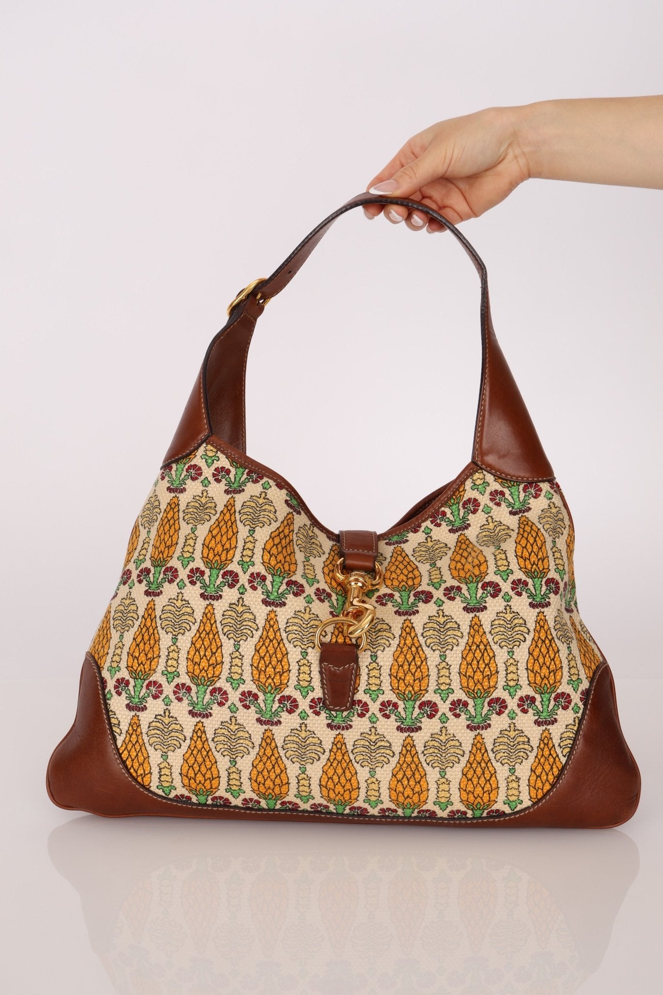 Gucci Large Pineapple Canvas Jackie Bouvier Hobo - FashioNica