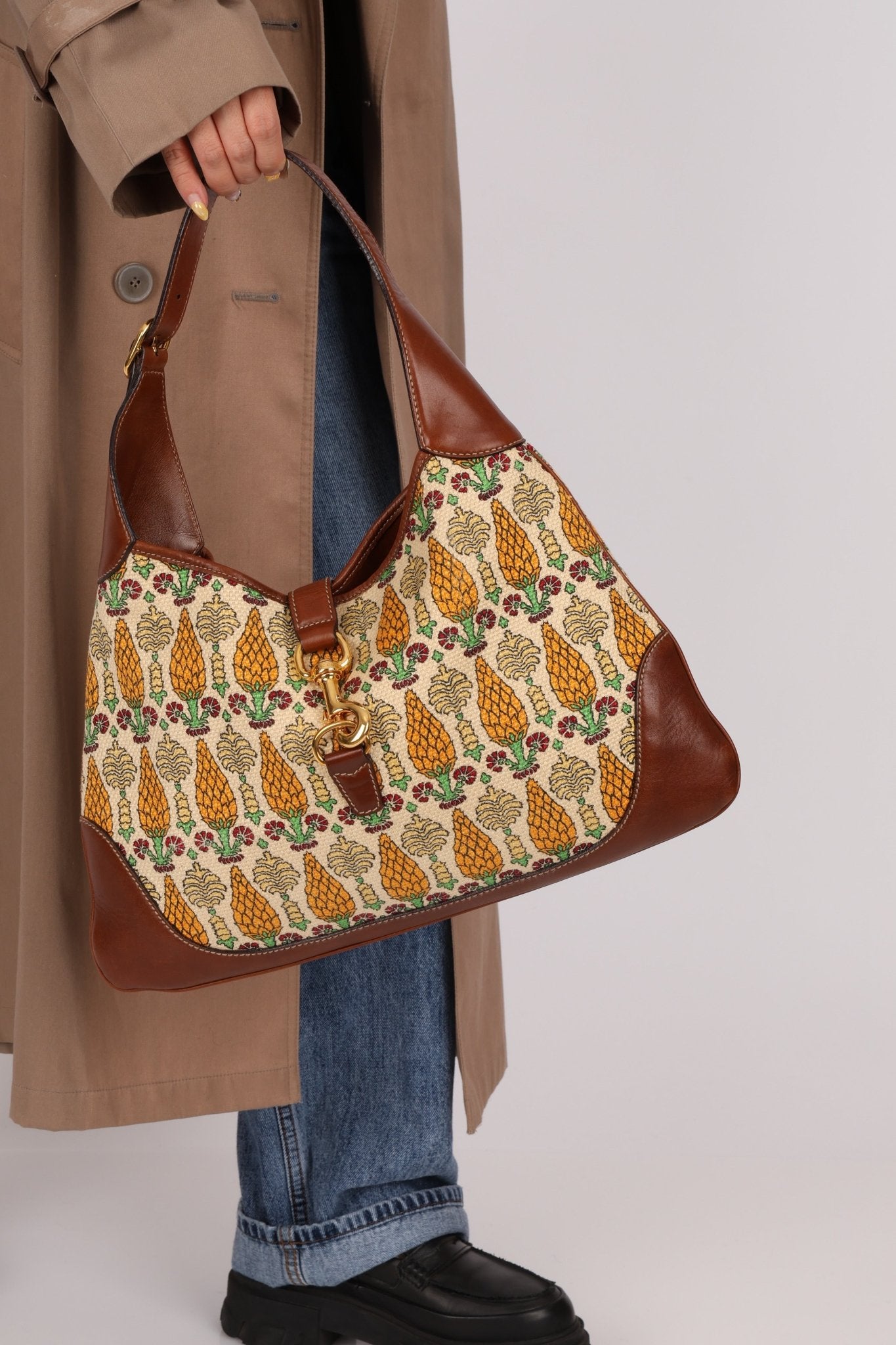 Gucci Large Pineapple Canvas Jackie Bouvier Hobo - FashioNica