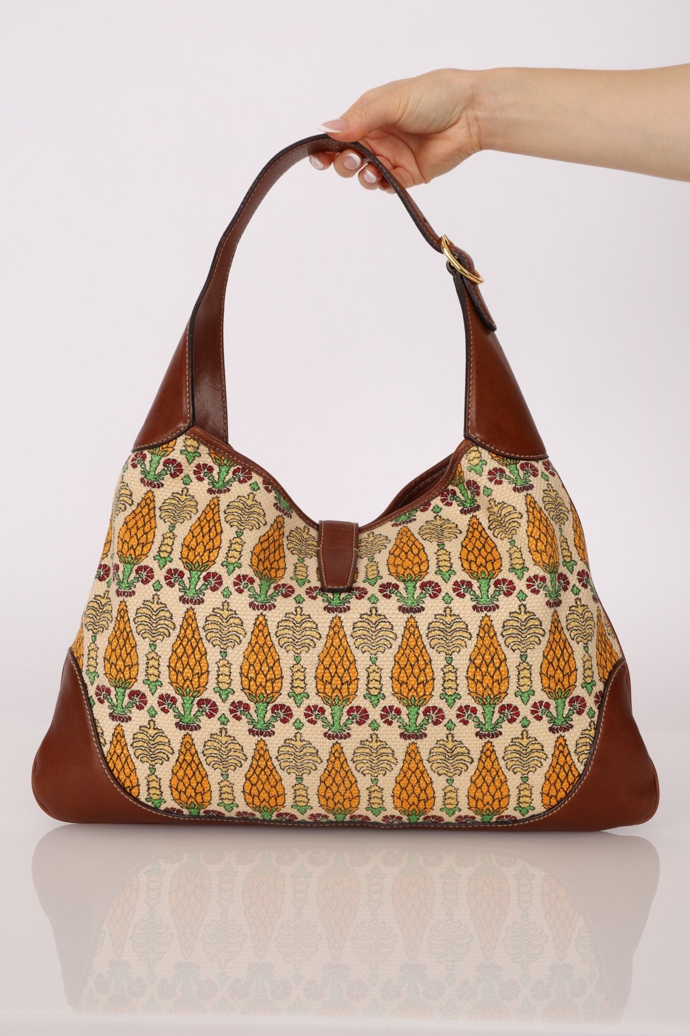 Gucci Large Pineapple Canvas Jackie Bouvier Hobo - FashioNica