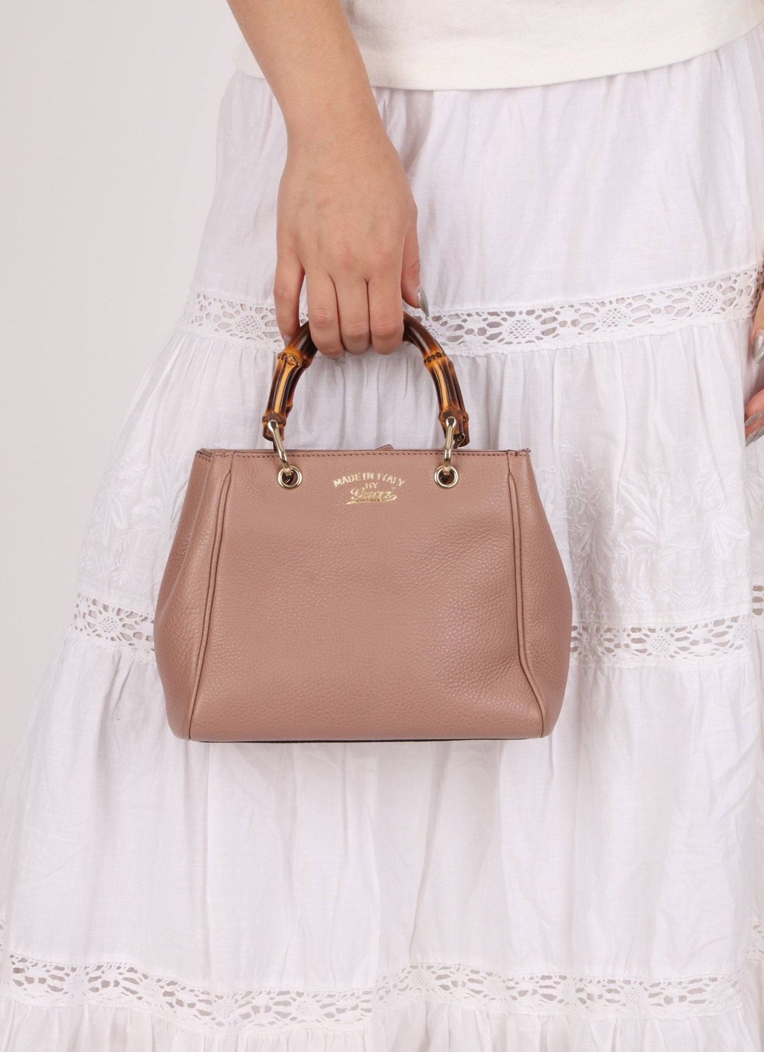 Gucci Leather Bamboo Mini Shopper Tote - FashioNica