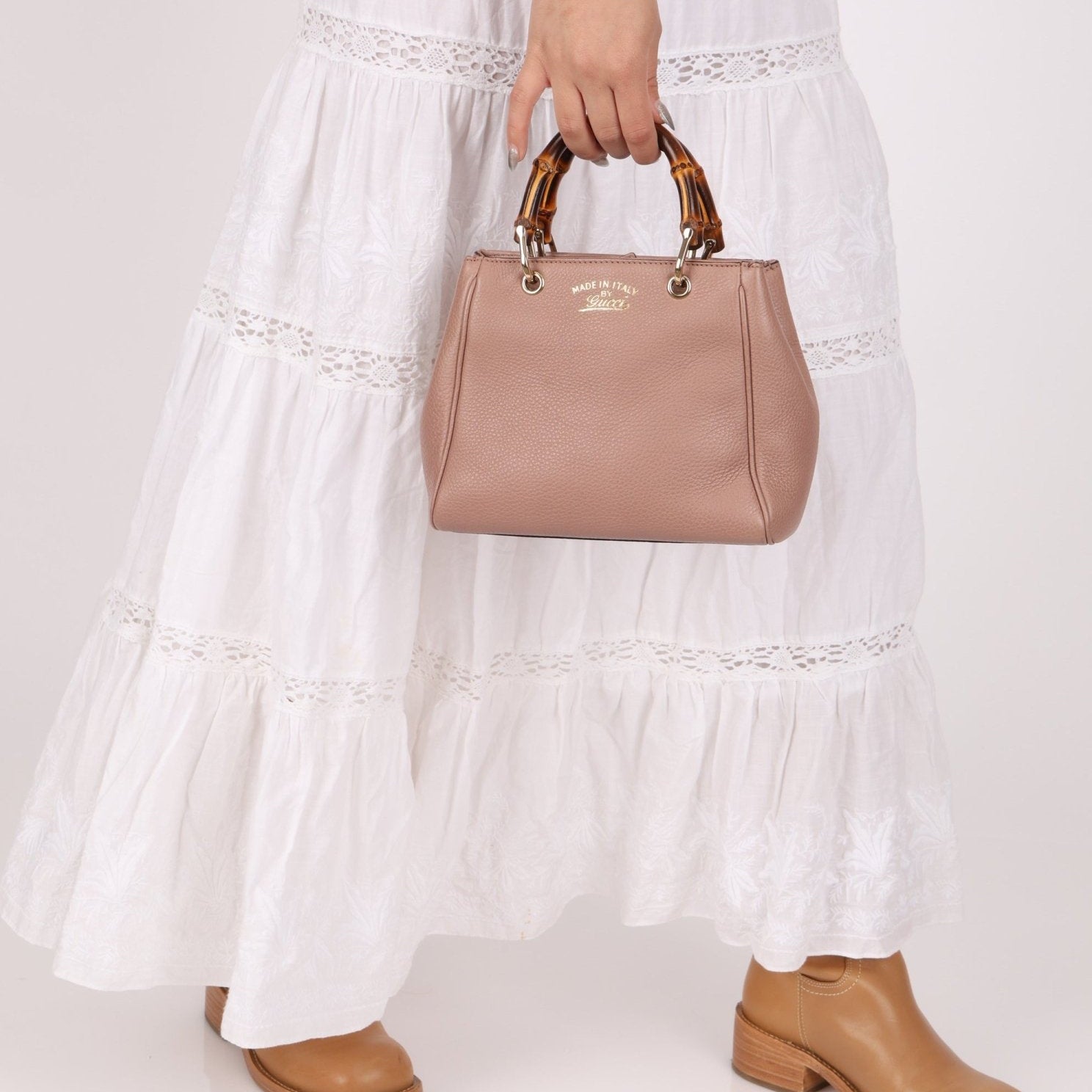 Gucci Leather Bamboo Mini Shopper Tote - FashioNica