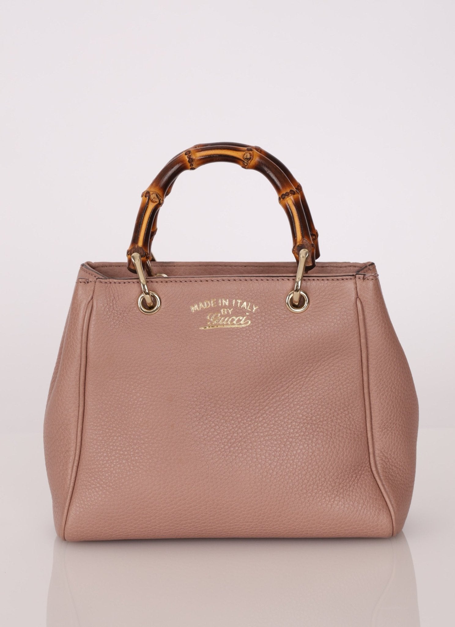 Gucci Leather Bamboo Mini Shopper Tote - FashioNica