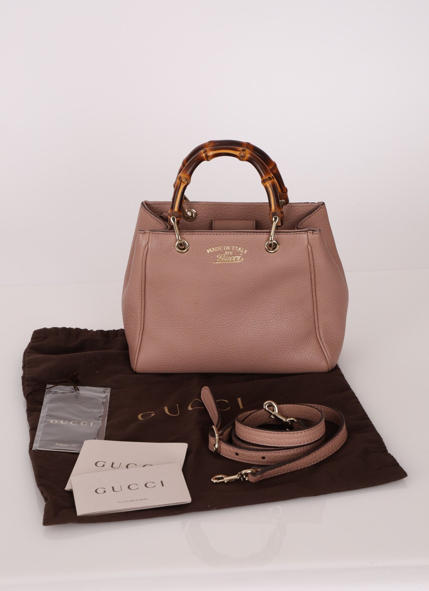 Gucci Leather Bamboo Mini Shopper Tote - FashioNica