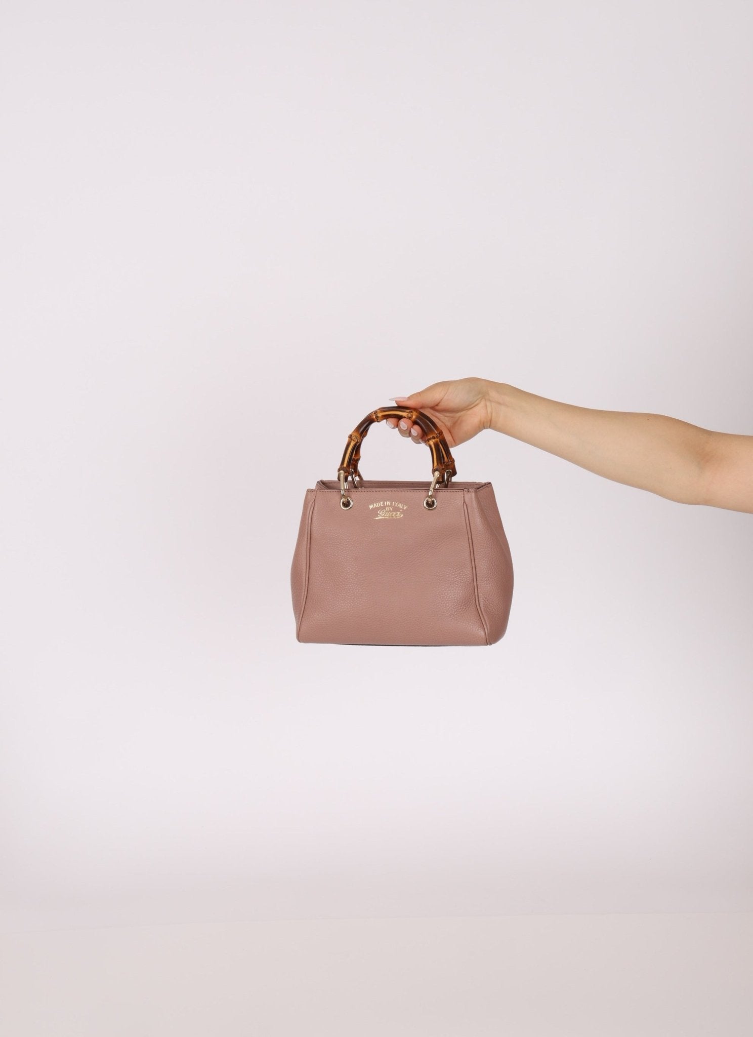 Gucci Leather Bamboo Mini Shopper Tote - FashioNica