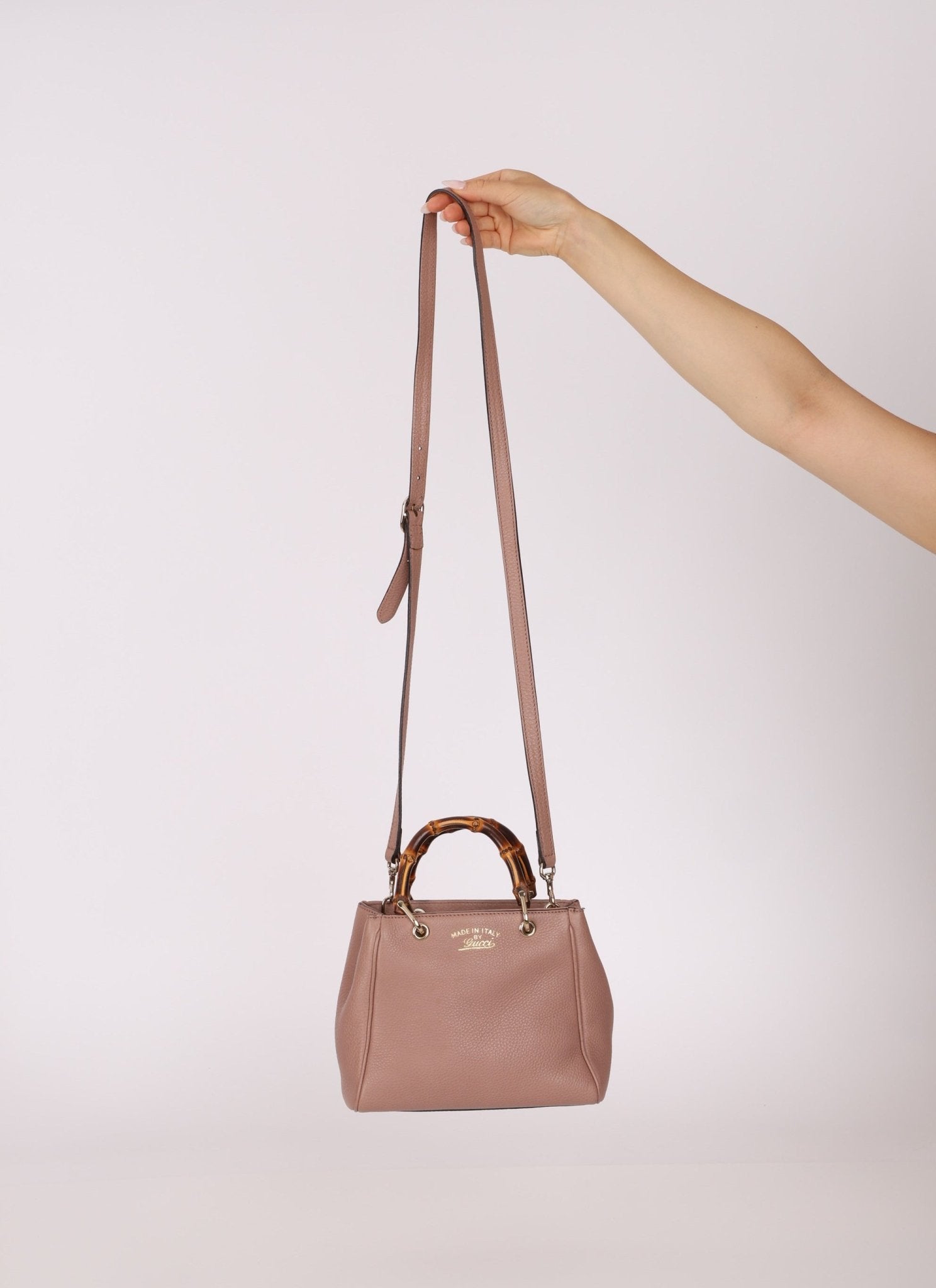 Gucci Leather Bamboo Mini Shopper Tote - FashioNica
