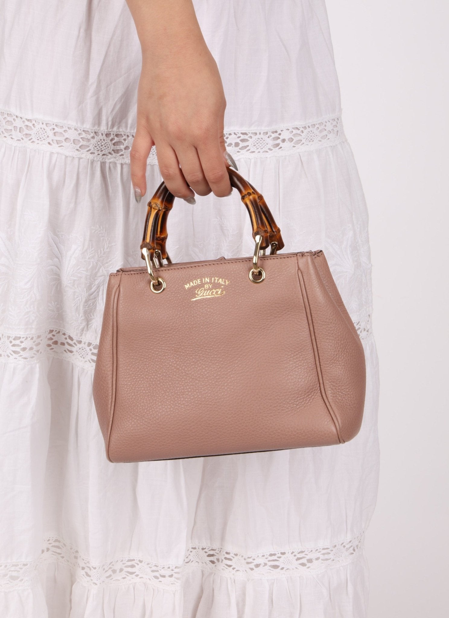 Gucci Leather Bamboo Mini Shopper Tote - FashioNica