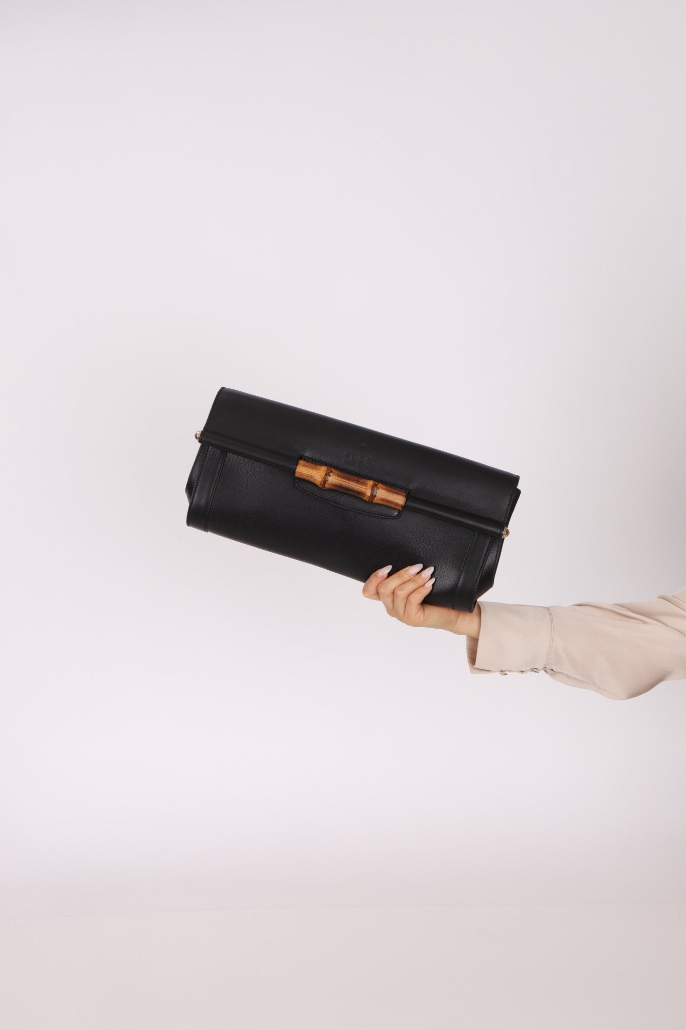 Gucci Leather Bamboo XL Clutch - FashioNica