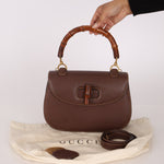 Gucci Leather Brown Bamboo Top Handle w/ Strap - FashioNica